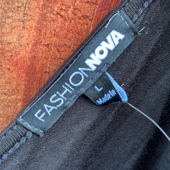 Fashion Nova Hong Kong Rushed Draw String Long Sleeve Black Dress Size L - Picture 5 of 11